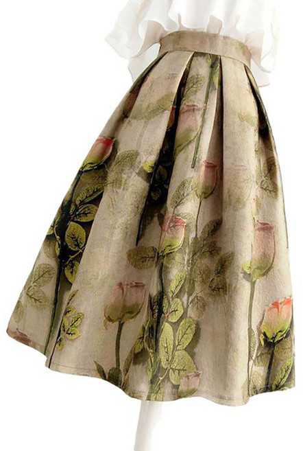 셀럽당 여성용 미디엄 주름 스커트 A라인 스커트 패션 하이웨이스트 볼륨 스커트 Y00391