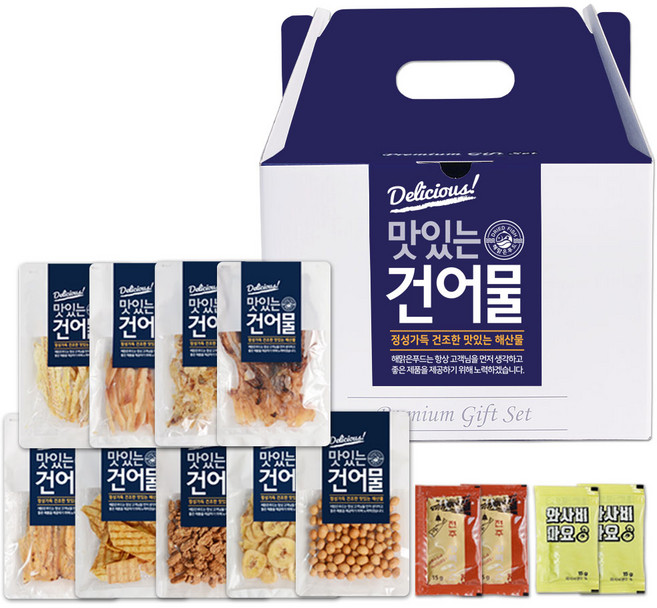 해맑은푸드 맛있는 건어물 9P+소스4P 캠핑&홈파티 모듬안주 플래터, 360g, 1세트