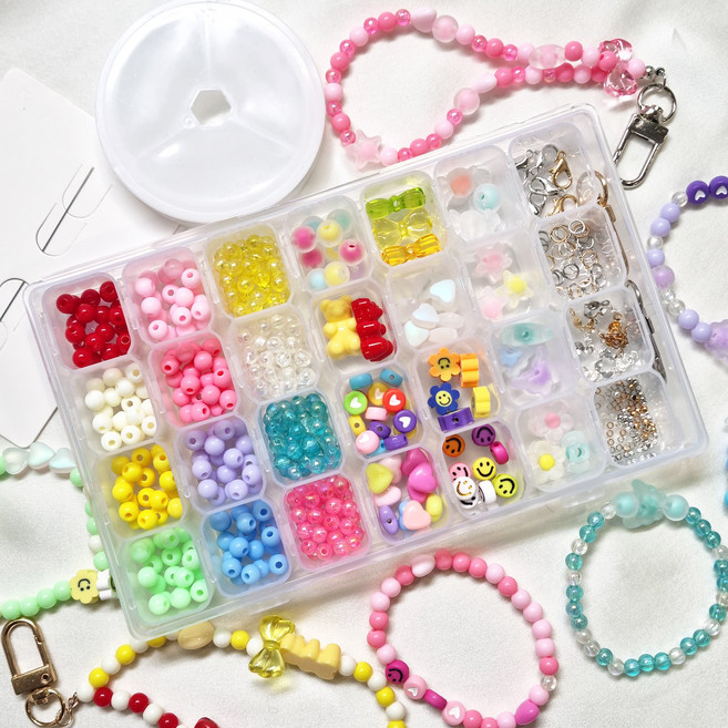 리니팜 시그니처 비즈 공예 세트 키링 팔찌 만들기 DIY, 4. 아크릴 러비, 1세트