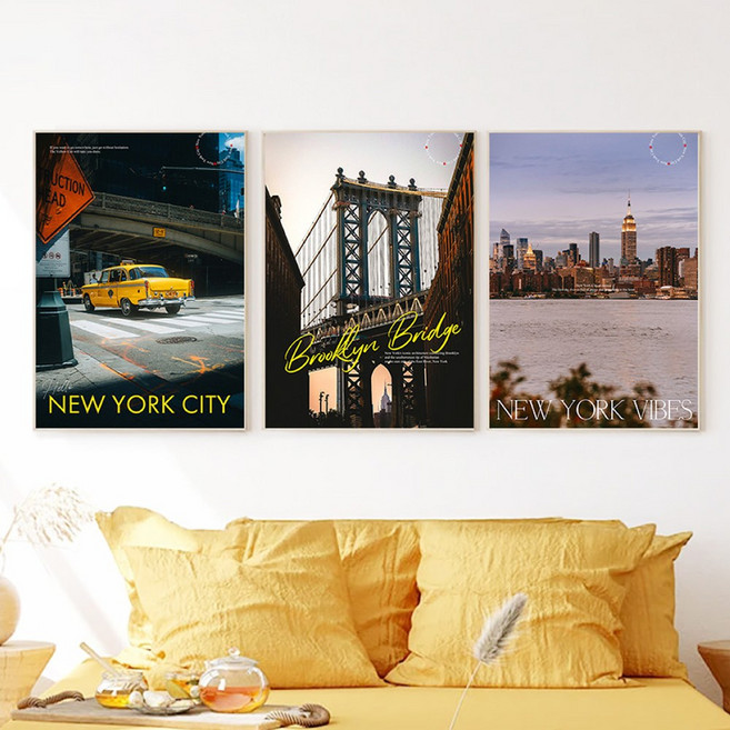 컨티뉴 뉴욕 도시 포스터 3p 세트 A3 사이즈 (42 X 29cm)