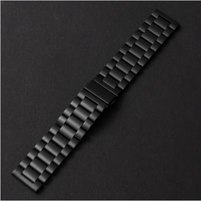 三珠不鏽鋼錶帶 寬度 22mm 彈弓扣 金屬替換錶環, 黑色, 1個