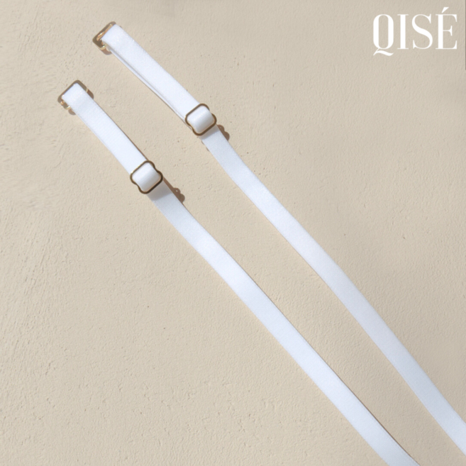 키세언더웨어 8mm 심플 로고 골드 로고 탈부착 어깨끈 화이트