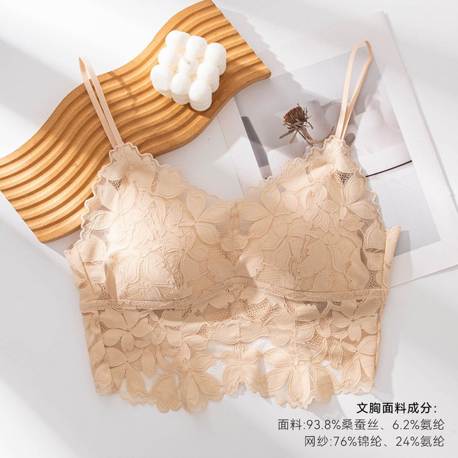 真絲吊帶小背心女帶胸墊內搭美背文胸一體式純色打底外穿抹胸上衣