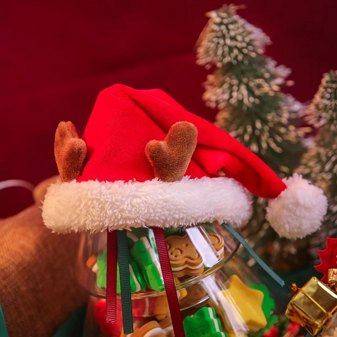 옷 눈사람옷 크리스마스 귀여운 산타옷 트리옷, E. 빨간 크리스마스 뿔 모자