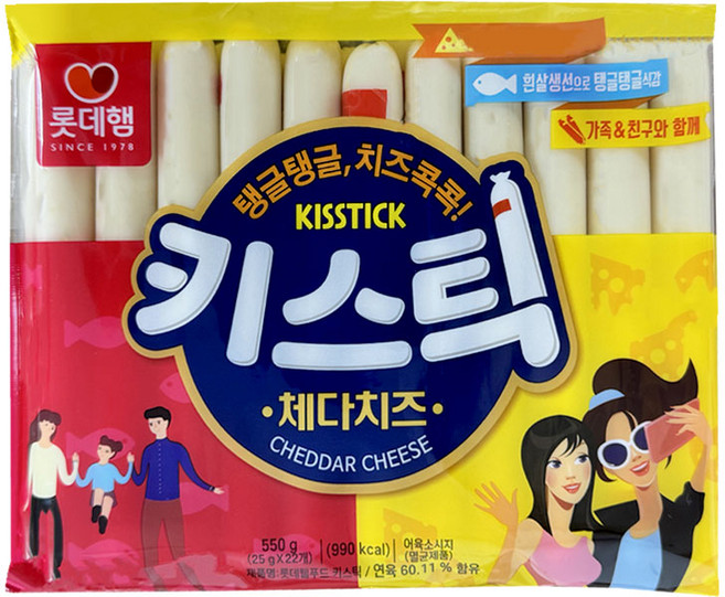 롯데웰푸드 키스틱 체다지즈 소시지, 550g, 12개