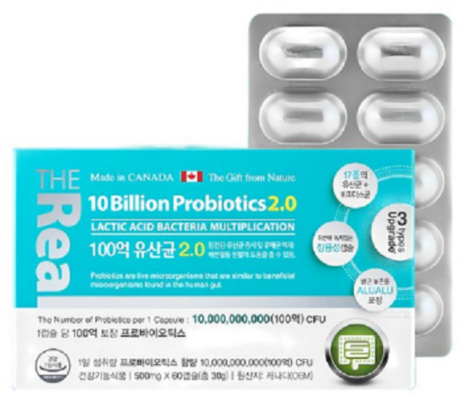 더리얼 100억 유산균 2.0 장용성 프로바이오틱스, 60정, 3개