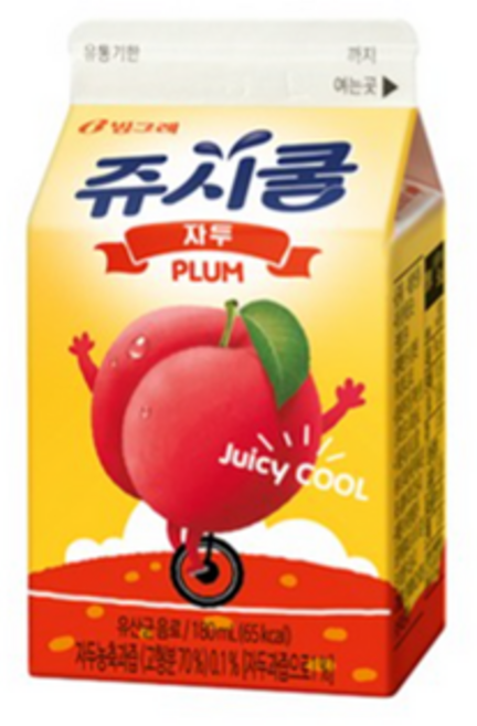 빙그레 쥬시쿨 복숭아맛 자두맛 180ML, 50개