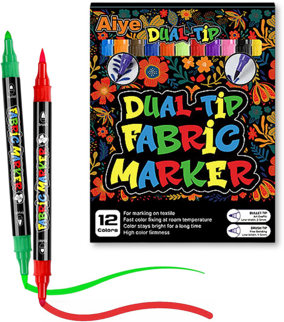 Glapy 듀얼팁 패브릭마카, 12색, 1세트