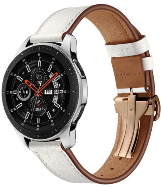엔인원 갤럭시워치 호환 가죽 스트랩 싱글폴딩 디버클 시계줄 20mm, 로즈골드 디버클 / 화이트 스트랩(20mm)