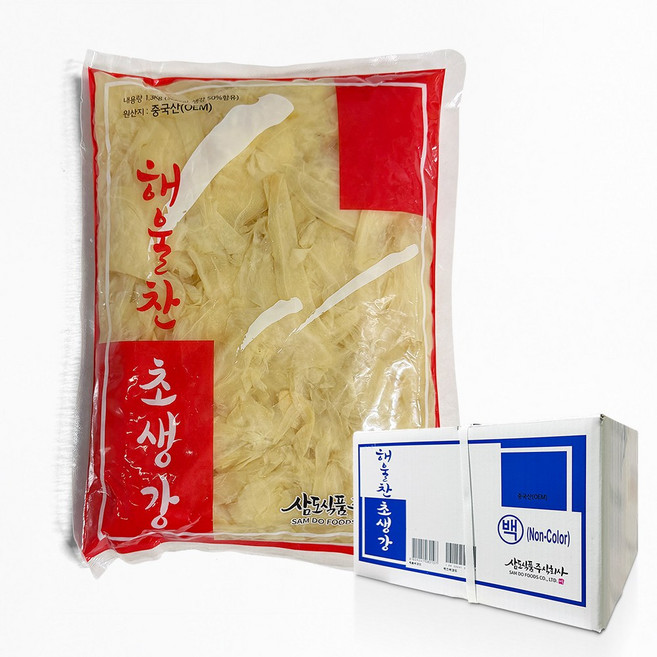 삼도식품 해울백초생강 (백초) 1.3kg X 10ea (1박스)/ 흰색생강 흰색초생강 백색생강 하얀초생강 하얀생강 해울찬백초 해울찬백초생강 해울하얀생강 일본식생강 생강절임, 10개