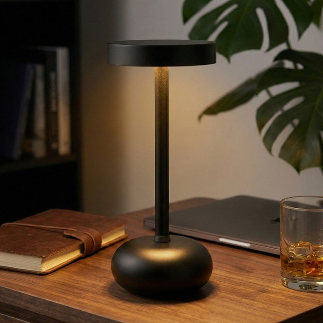 LOVCHO 무선 LED 인테리어 스탠드 무드등, 검정