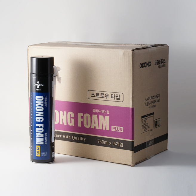 오공 충진보수 우레탄 폼 플러스 폴리우레탄폼 스트로우 타입, 15개