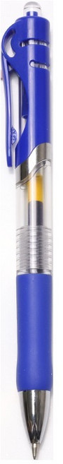 按壓中性原子筆 (0.5mm) 大容量 簽字筆 辦公文具 筆芯 中性筆, 10個, 藍色, 藍色