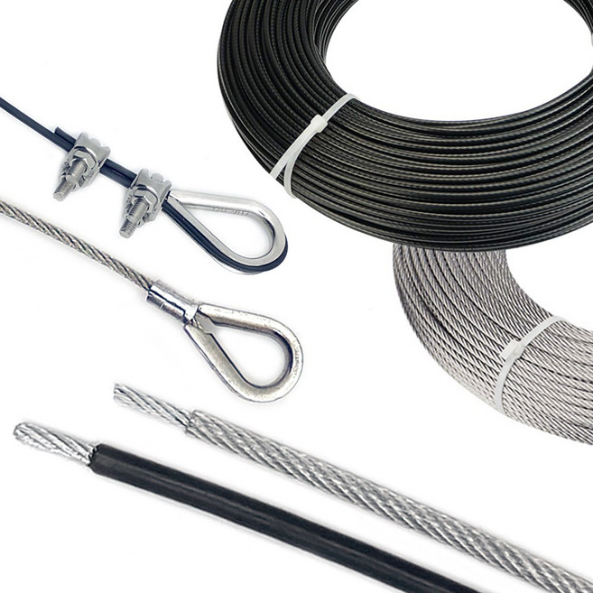 리우툴 코팅와이어 로프 1M 절단(수량만큼 연결) 1.2mm~5mm 빨래줄 농업 유인줄 코팅 와야 투명 블랙, 1. 코팅 와이어 1M_블랙코팅, 코팅와이어1M_블랙코팅 4mm, 1개