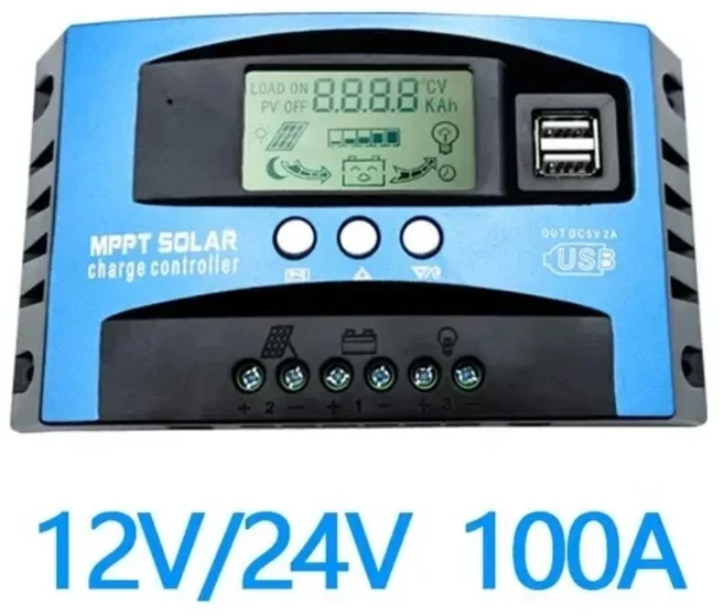 솔라 충전 컨트롤러 MPPT 30A 50A 80A 100A LCD 디스플레이 12V 24V 자동 듀얼 USB 방전 고효율, 03 100A