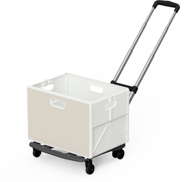 큐폴드 접이식카트 폴딩박스 세트 기본형 4바퀴 장바구니캐리어 핸드 쇼핑, 베이지 박스 + 카트, 1세트