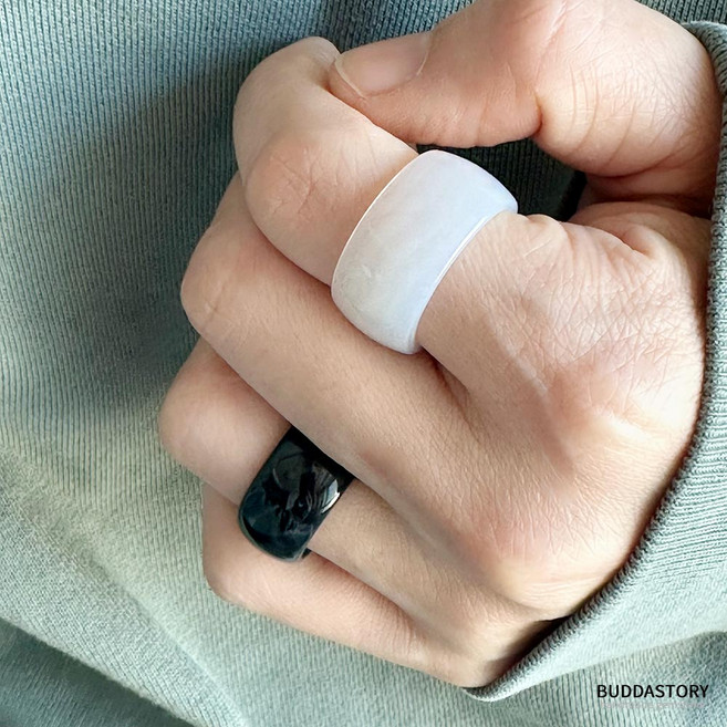 옥가락지 와이드 문스톤 오닉스 원석 혼주 한복 데일리 반지