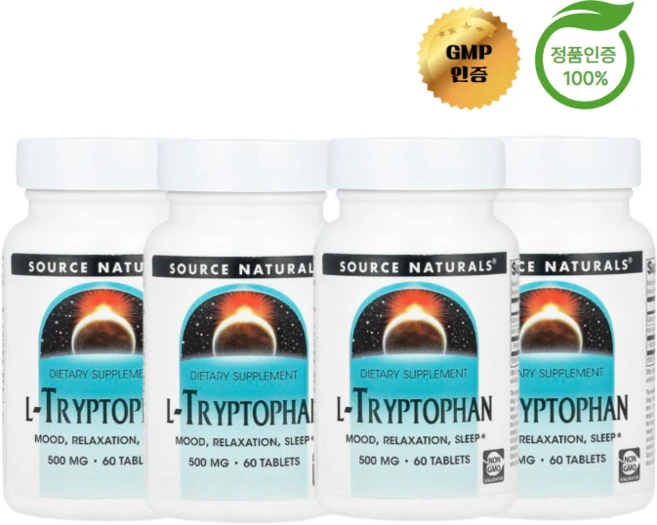 2+2 소스 내추럴스 L트립토판 500mg 60정, 4개 - 쿠팡
