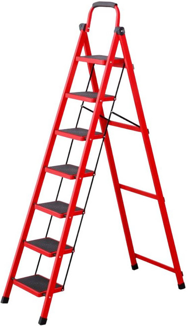접이식 가정용 미끄럼 계단 안전 작업용 창고용 사다리 산업용 철제 복층용, 1. 다기능 접이식 사다리, 3. 레드 8단
