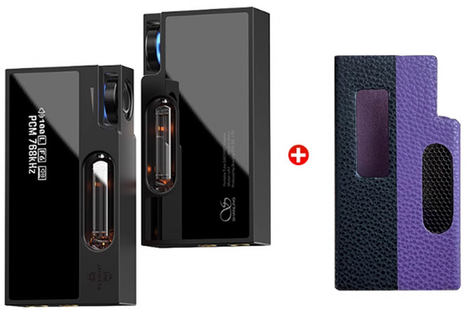 Shanling UA7 진공관과 트랜지스터 휴대용 디코드 헤드폰 증폭기, Black and Blackish Purple case
