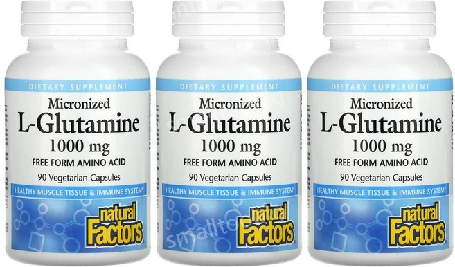 내추럴팩터스 Natural Factors 미분화 L 엘 글루타민 1000mg 90베지캡슐 3개 Glutamine 글루탐산 아미노산, 90정 3병, 90정 - 쿠팡