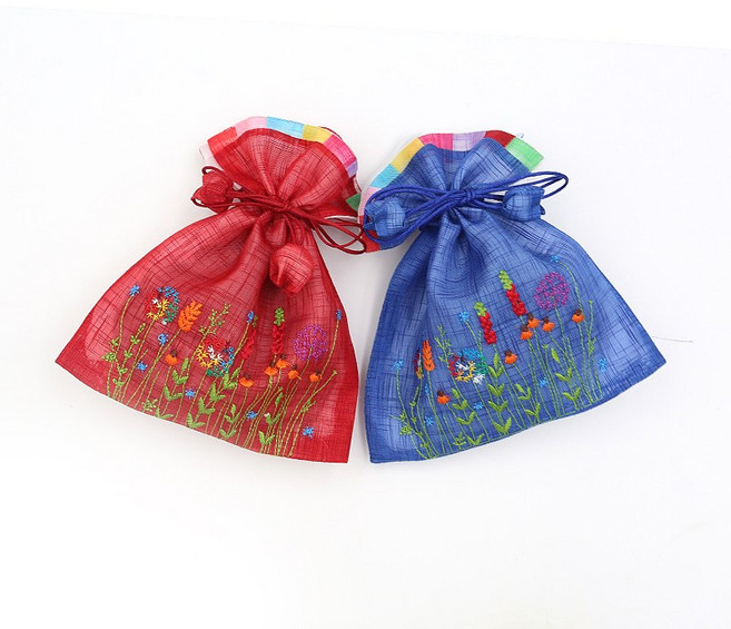 전통주머니 모시 들꽃자수 복주머니 선물포장 파우치 답례품포장, 랜덤발송, 50개