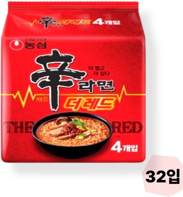 신라면 더레드 125g 4입(멀티팩) X8개(총32개), 32개