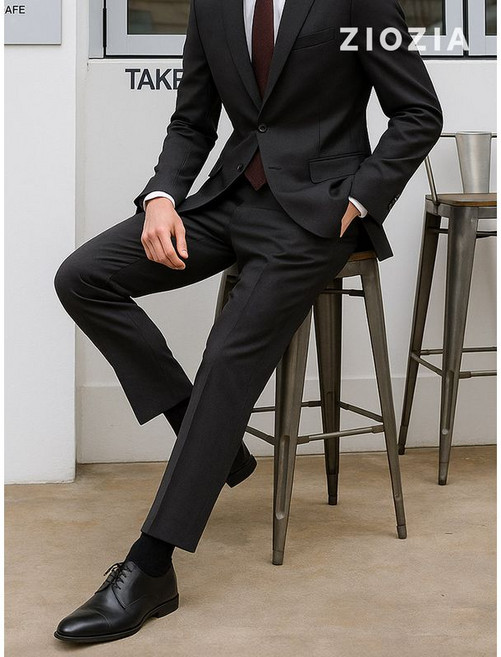 지오지아 울혼방 솔리드 그레이 미라클 정장팬츠 ABD4SP1201 CGR