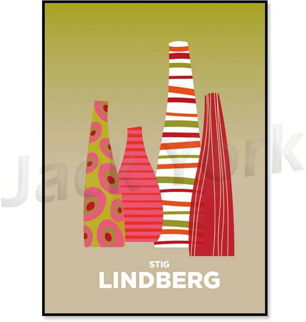 스빅 린드버그 미드 센추리 모던 포스터 프린트 스웨덴 디자인 년대 스칸디나비아 도자기 아트 미니멀리스트 스타일, 1개, 1. 1 / E. 50X70cm No Frame
