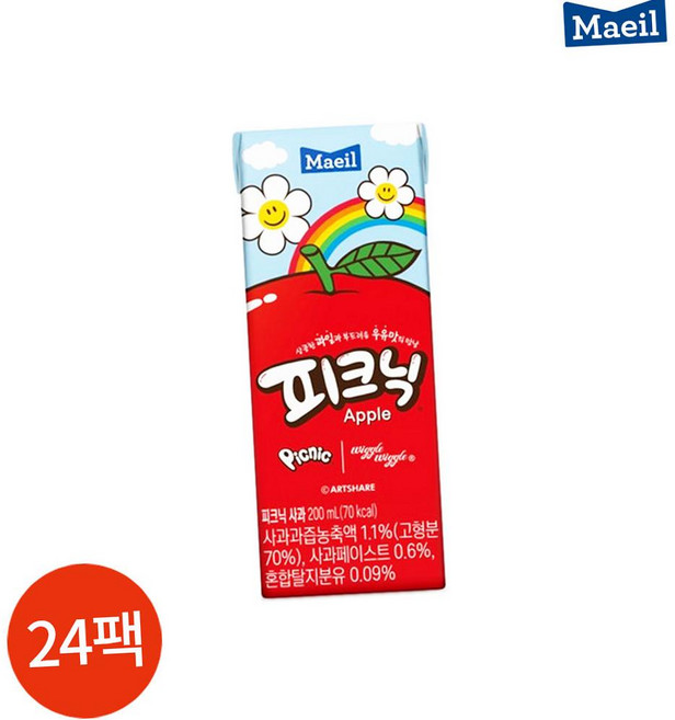 매일유업 CL 매일 피크닉 사과 200ml x 24팩 음료수 대용량 청포도