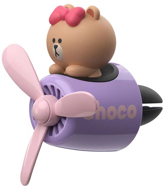 귀여운 차량용 방향제 블랙곰 곰돌이 케릭터방향제 선풍기형방향제 방향제 디퓨져 선풍기 자동차 악세사리, 초코, 1개