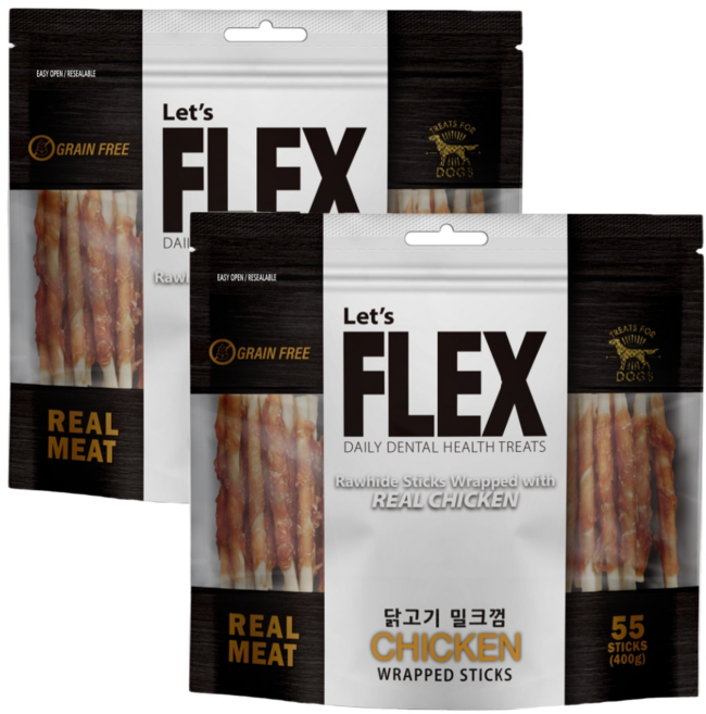 렛츠플렉스 강아지 밀크껌, 닭고기맛, 400g, 2개