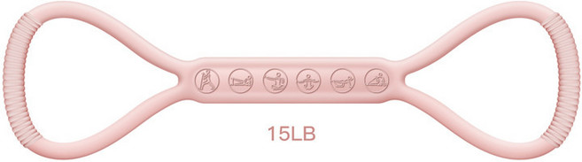 DIU 8字拉力器八字硅膠瑜伽輔助家用彈力帶健身器材女開肩美背彈力帶, 1個, 粉色15LB