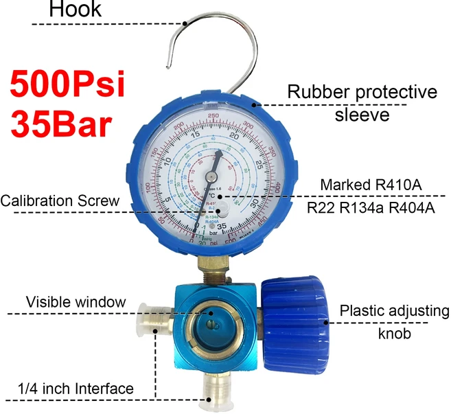 R410A R134A R22 A/C 진단 냉매 충전 도구 용 에어컨 저압 고압 게이지, 06 LOW Plastic knob