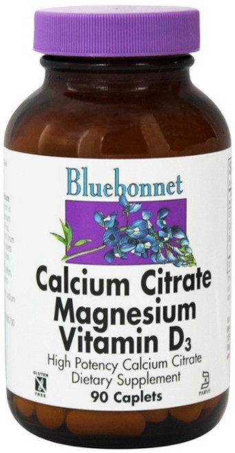 Bluebonnet 檸檬酸鈣&鎂&維他命D3複合錠, 90顆, 1罐