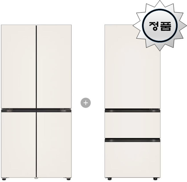 2025년 냉장고세트 방문설치 LG 냉장고 + 김치냉장고 Fit & Max 베이지 504L + 324L R828GBB012