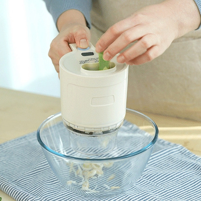 4in1 비슈마이 고기 야채 슬라이서 이유식초퍼 무선 마늘다지기 멀티슬라이서 만능다지기 푸드 프로세서, 1개, 아이보리