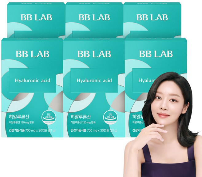[무료배송/오늘출발] 비비랩 히알루론산 120mg 피쉬콜라겐 엘라스틴 피부건강, 30정, 6개