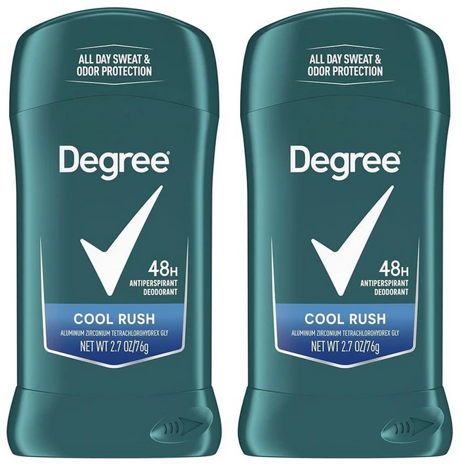 Degree 남성용 오리지널 땀 억제 데오도란트 쿨 러쉬 트윈 팩 48시간 및 냄새 방지 억제제 76.5g2.7온스 133841, 2.7 Ounce (Pack of 2), Blue - 쿠팡
