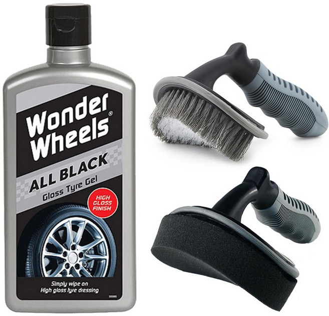 鋁圈護理組 超值組合 輕鬆清潔保養 恢復輪胎光澤 防止龜裂老化 DIY首選, 1個, 奇跡輪胎光澤劑+輪胎工具組