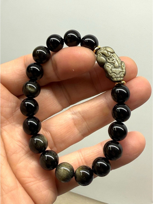 天然金曜招財貔貅10 mm設計款手串