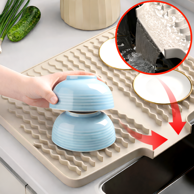 세요나 물기제로 실리콘 식기 건조대, 1개, 아이보리, 1단