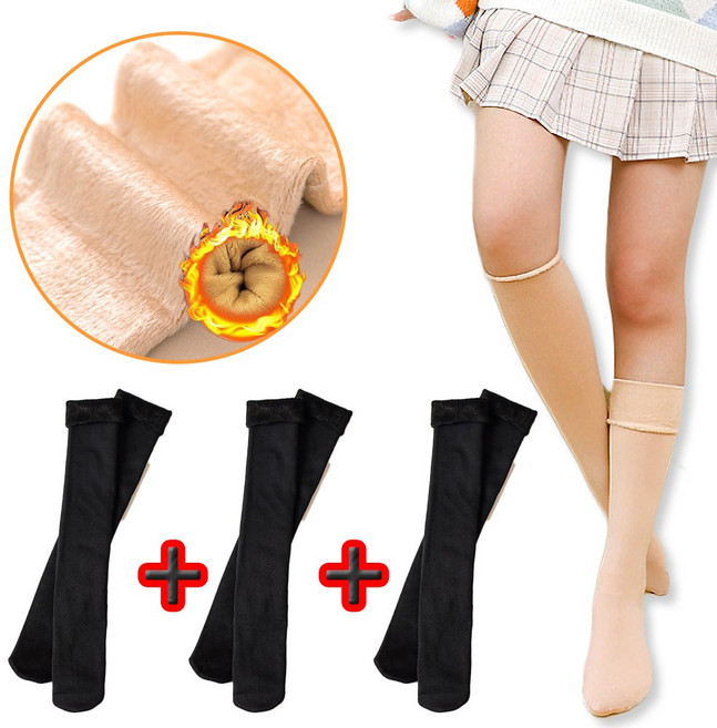 1+1+1 여성 융털 무지반스타킹 기모양말 블랙3P 베이지3P 선택가능 JUN팩토리