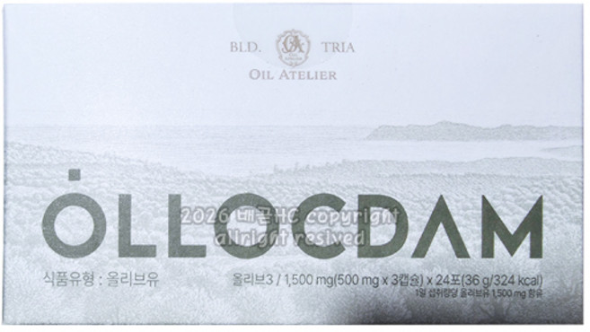 올록담 올리브3 EVOO 지중해 올리브오일 캡슐, 1박스, 72정