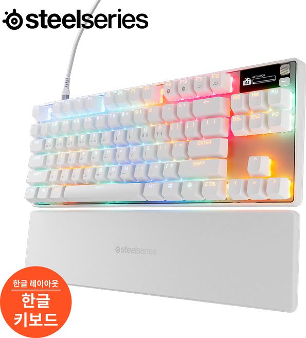 스틸시리즈 Apex Pro TKL Gen 3 White KR 자석축 기계식 게이밍 키보드 / 공식 판매점, White_, ST-64904, 마그네틱축(자석축)