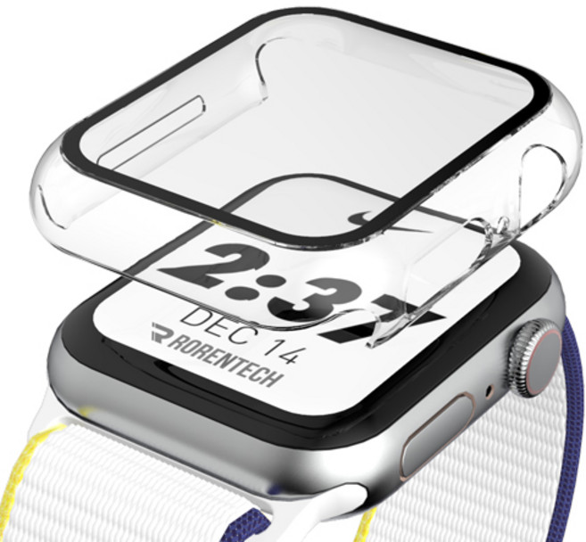 로랜텍 애플워치 호환 풀커버 강화유리 액정보호 케이스, 투명, 1개
