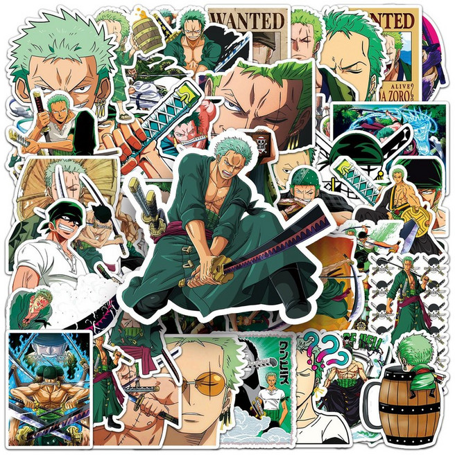원피스 방수 스티커 50장 다꾸 다이어리 꾸미기 스케이드보드, 50개, 롤로노아 조로