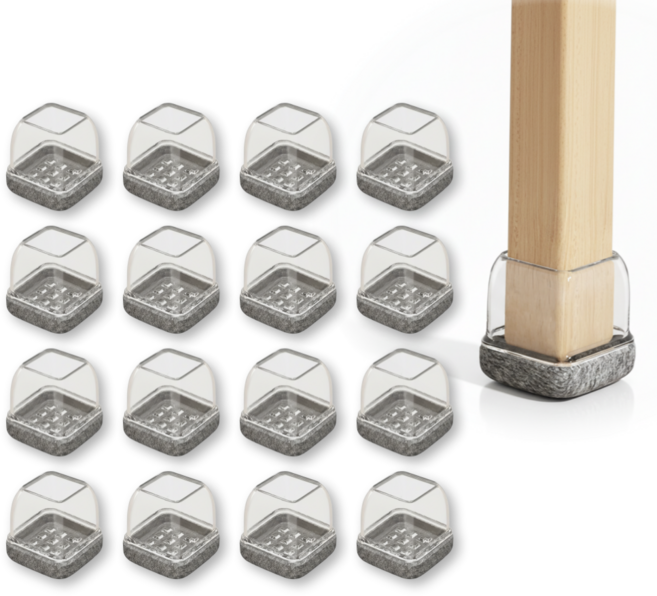 헤인느 층간 소음 미끄럼 방지 식탁 의자 발커버 세트, 16개, 그레이