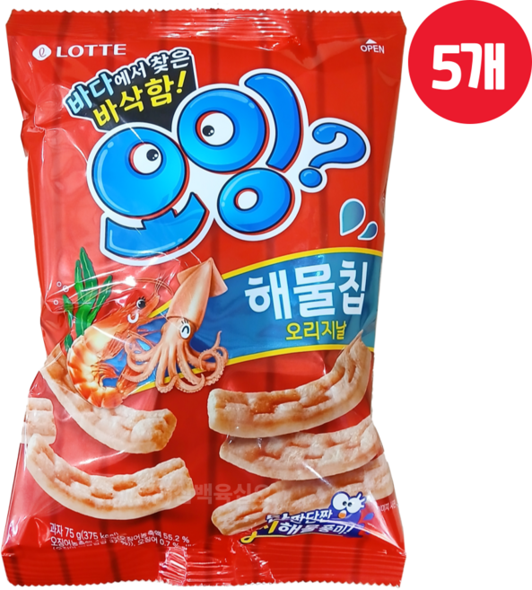 롯데제과 오잉 75g x 5개 꾸잉칩 맥주안주