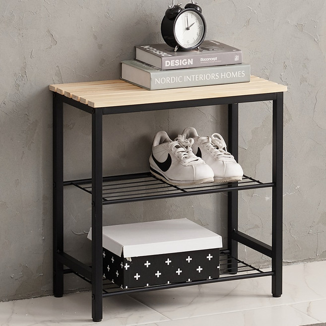 예다움 원목 현관 슬리퍼 신발 정리대 수납장 3단 500, 화이트, 상품선택:신발정리대 3단 500-화이트